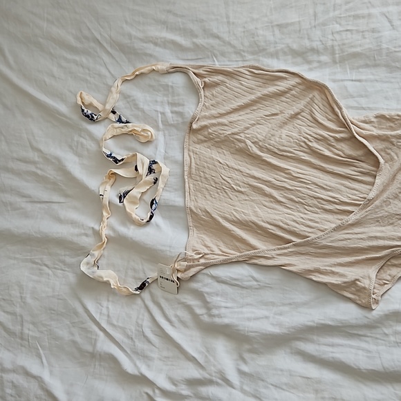 NWT Free People One Time Bodysuit Tan One Shoulder Size Large - Picture 8 of 10